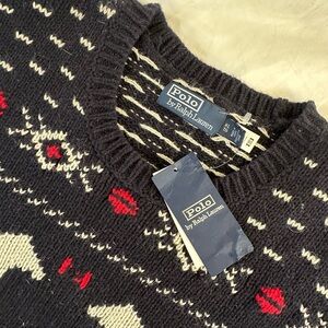 Polo by Ralph Lauren Men's Black and Red Crewneck Sweater